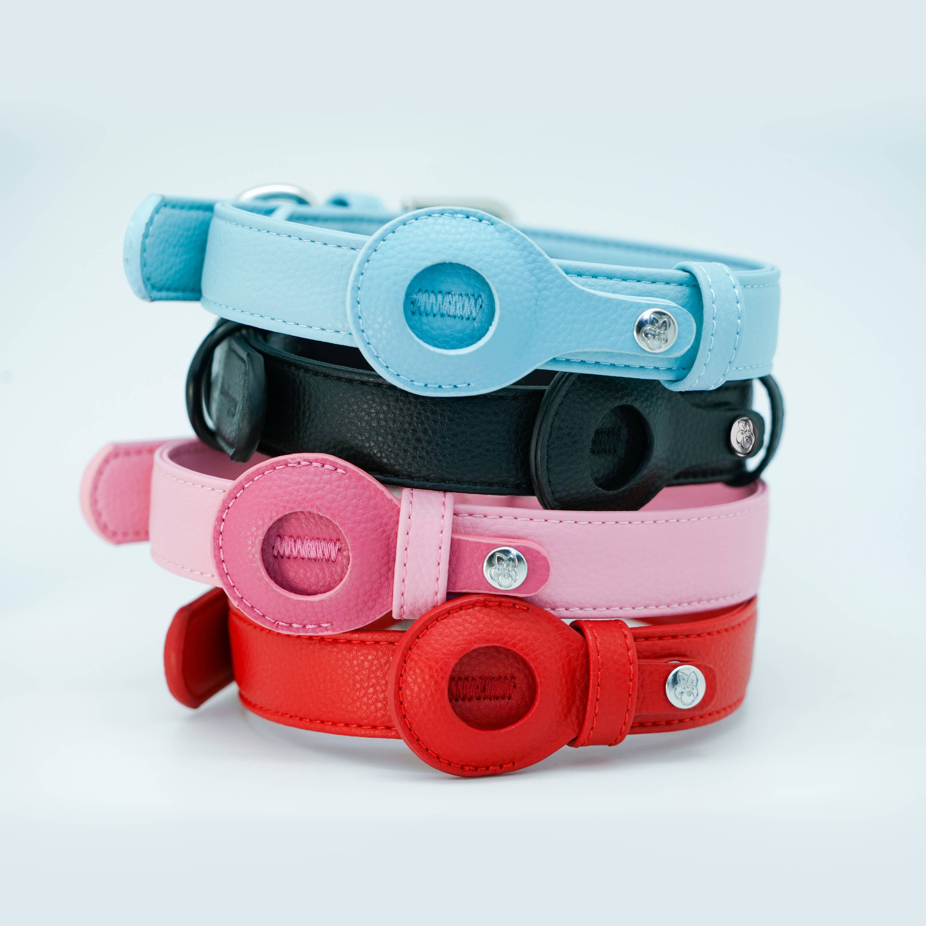 Microfiber Vegan Leather AirTag Dog Collar with AG+ Protection – Sweet Pink