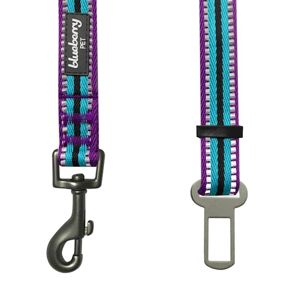 3M Reflective Safety Dog Seatbelt Tether – Multi-colored Stripes