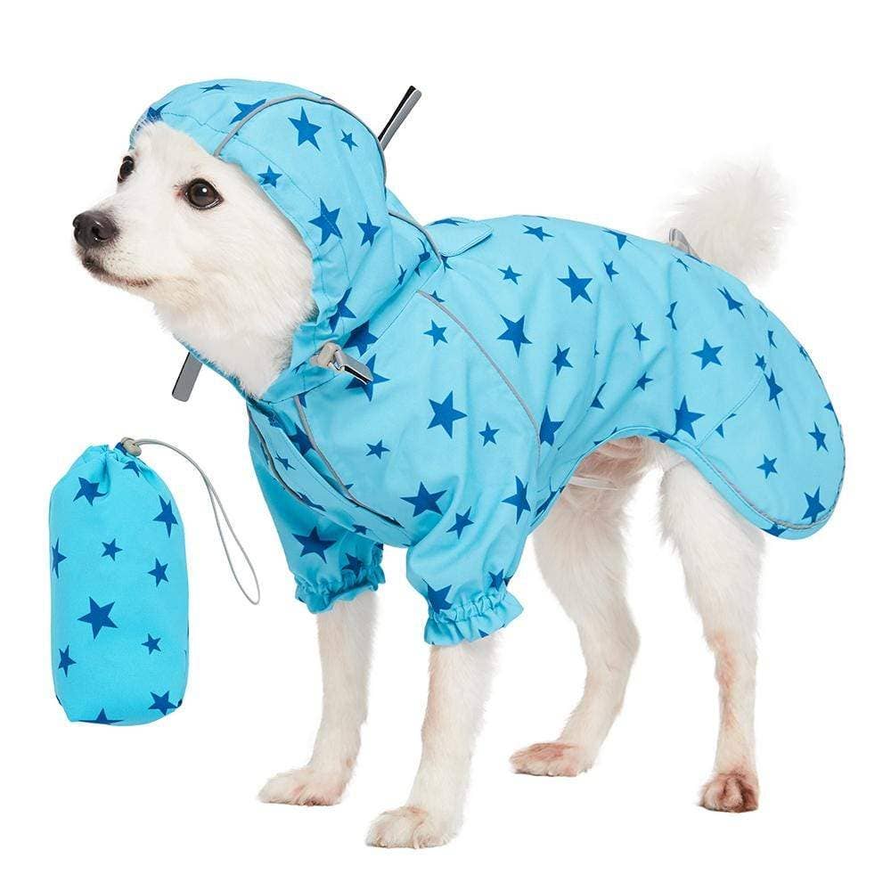2-Leg Reflective Dog Raincoat – Water-Resistant with Adjustable Fit | Blue