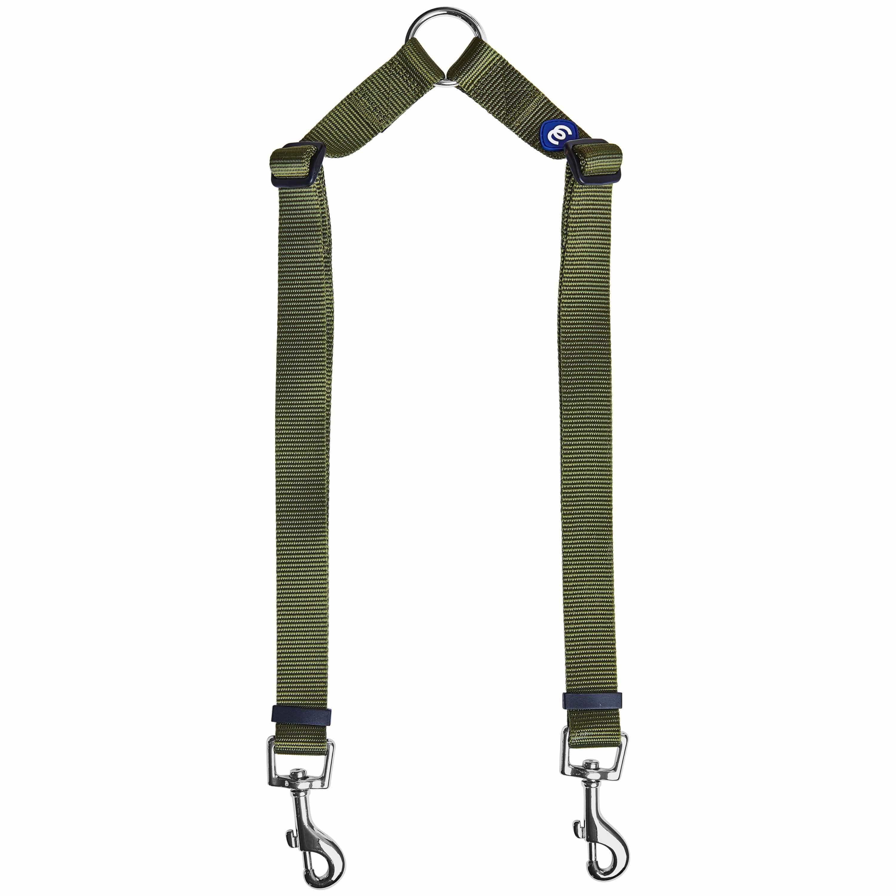 Blueberry Pet Double Dog Leash Coupler for Walking 2 Dogs – Military Green