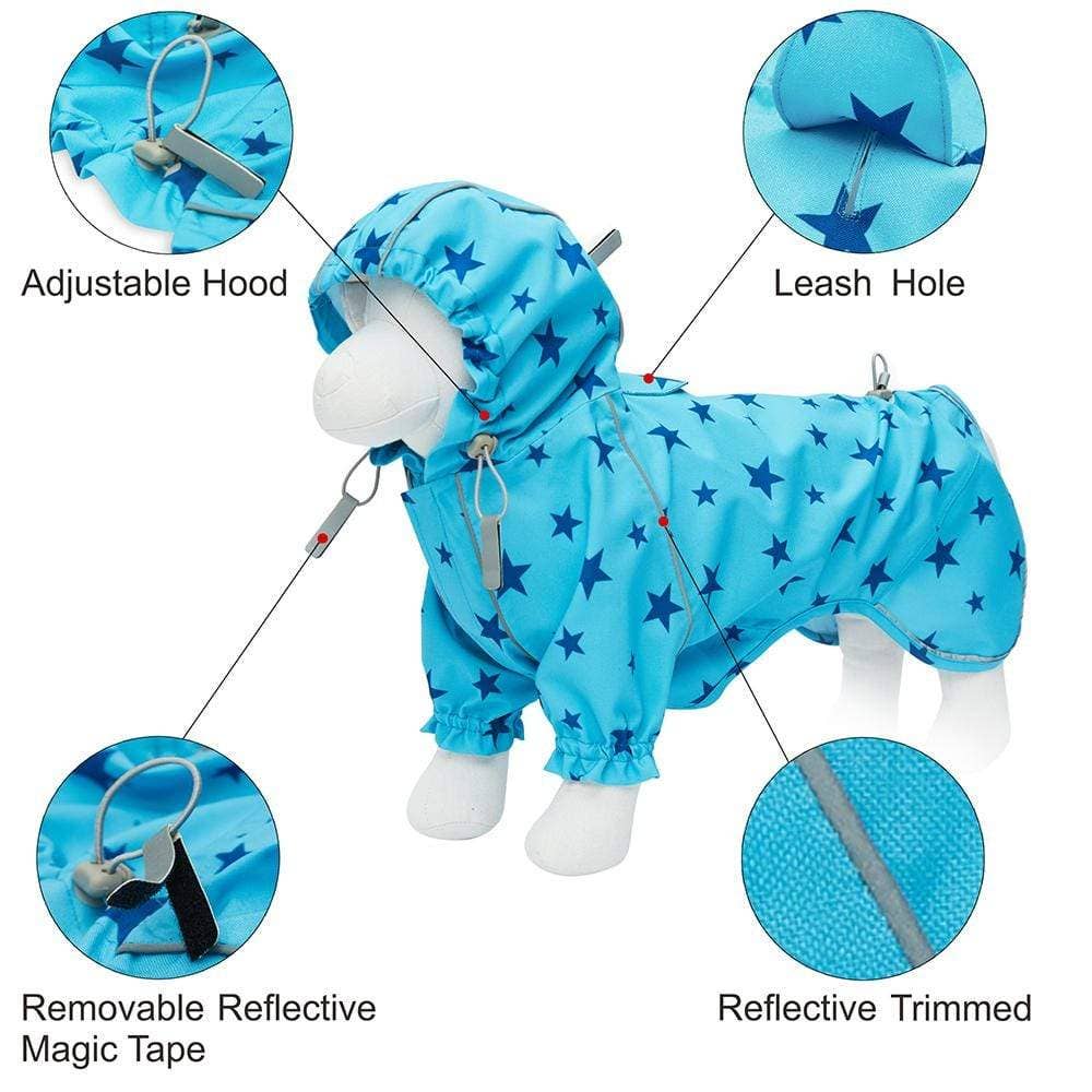 2-Leg Reflective Dog Raincoat – Water-Resistant with Adjustable Fit | Blue